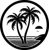palm tree and ocean in black outline vector