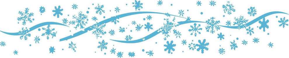 A blue graphic of an elegant wavy pattern made from snowflakes vector