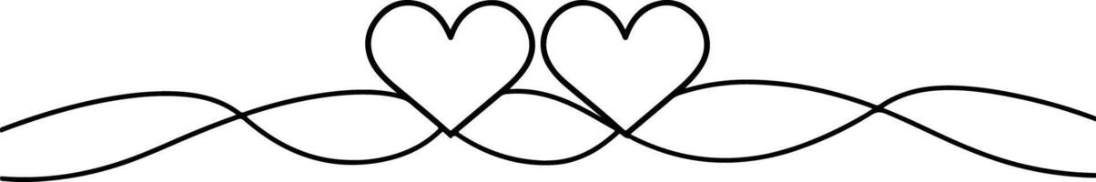 A simple line drawing of two hearts entwined vector