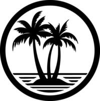palm tree and ocean in black outline vector