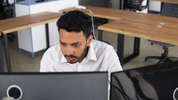 Indian trader broker checking stock trading data analysis concept working in office with financial graph video