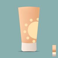 design element, a sunscreen with a bottle depicting the sun vector