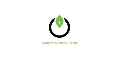Simple green power logo design with modern concept , premium vector