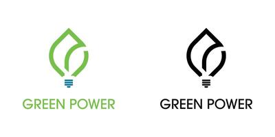 Simple green power logo design with modern concept , premium vector