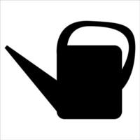 Black silhouette of watering can with handle and long spout for gardening vector