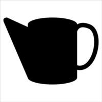 Black silhouette of watering can cup with handle for gardening vector