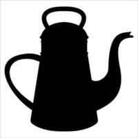 Black silhouette of a teapot with a handle and a long spout vector