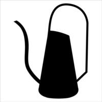 Black silhouette of a modern ultra-fashionable watering can with a handle and a long spout for gardening vector