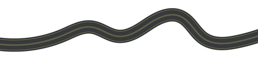 Wavy road with winding curves and horizontal path. Top view of race track and highway. Flat illustration isolated on white background. vector