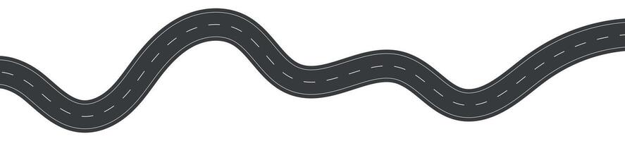 Wavy road with winding curves and horizontal path. Top view of race track and highway. Flat illustration isolated on white background. vector
