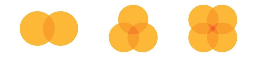 Venn diagram with overlapping circles. Infographic with intersections and overlaps. Flat illustration isolated on white background. vector