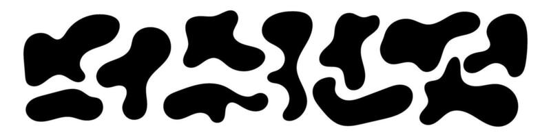 Organic black shape with fluid and irregular form. Abstract blob and amoeba figure with wavy edges. Flat illustration isolated on white background. vector
