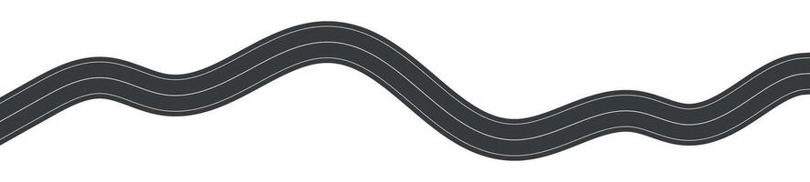 Wavy road with winding curves and horizontal path. Top view of race track and highway. Flat illustration isolated on white background. vector