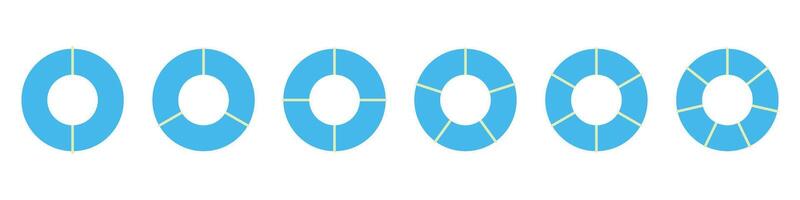 Pie chart with different segments in a circular diagram. wheel graph divided into parts and sections. Flat illustration isolated on white background. vector