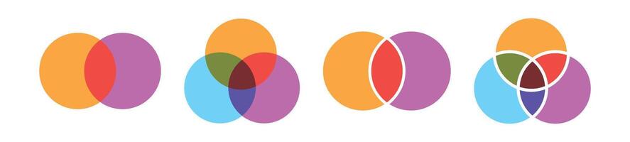 Venn diagram with overlapping circles. Infographic with intersections and overlaps. Flat illustration isolated on white background. vector