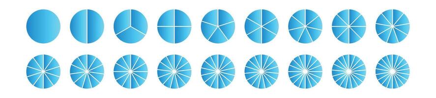 Pie chart with different segments in a circular diagram. wheel graph divided into parts and sections. Flat illustration isolated vector