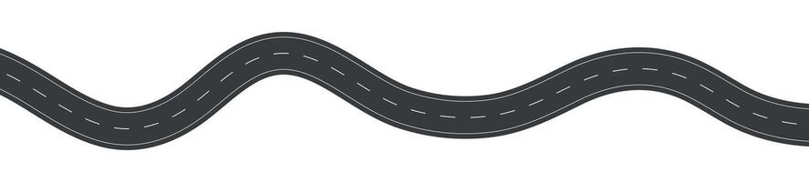 Wavy road with winding curves and horizontal path. Top view of race track and highway. Flat illustration isolated on white background. vector