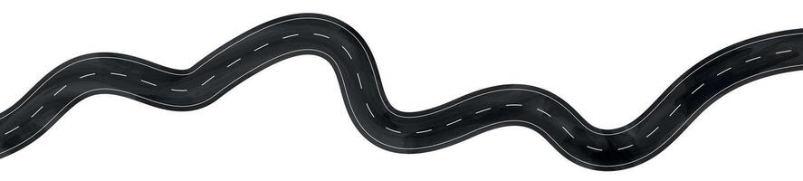 Wavy road with winding curves and horizontal path. Top view of race track and highway. Flat illustration isolated on white background. vector