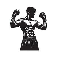 A boxer stand with pose silhouette illustration vector