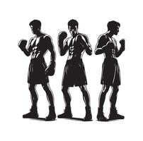 A boxer stand with pose silhouette illustration vector