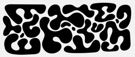 Black abstract liquid background with organic blob shape. Drops in trendy y2k style. Childish isolated illustrations. vector
