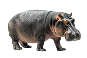 side view wild hippo isolated on transparent background , png