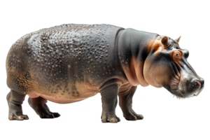 side view wild hippo isolated on transparent background , png