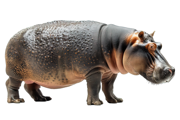 【物欲乃塊 】　WILDSWANS  LEAF  HIPPOPOTAMUS side view wild hippo isolated on transparent background