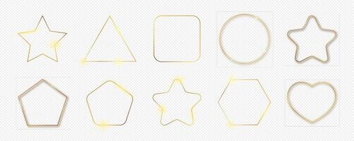 Gold glowing different geometric shape frame vector