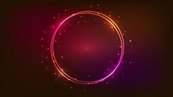 Neon double round frame vector