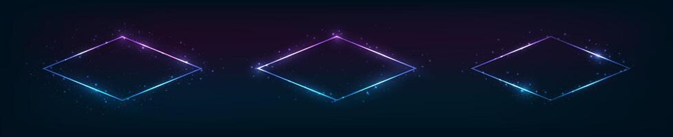 Set of neon frames with shining effects vector