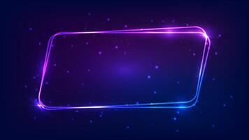 Neon rounded parallelogram frame vector