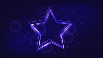 Neon frame in star form with shining effects and sparkles vector