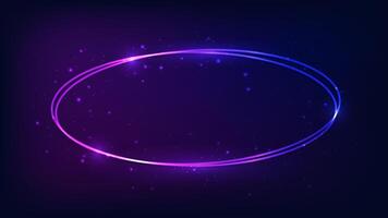 Neon oval frame with shining effects vector