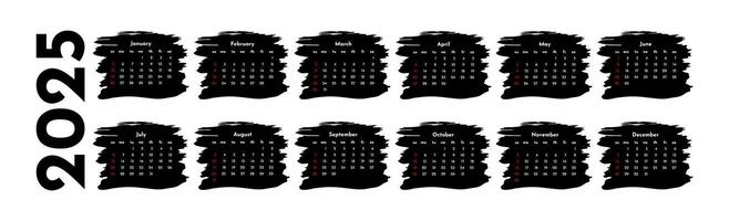 Calendar for 2025 isolated on a white background vector