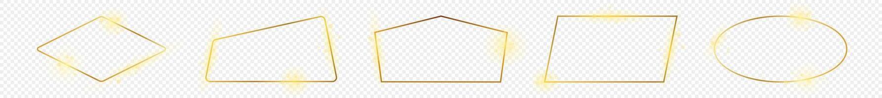 Gold glowing different geometric shape frame vector