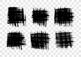 Set of black brush strokes in square form. Hand drawn ink spot isolated on background. illustration vector