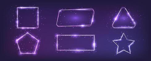 Neon double frame with shining effects vector