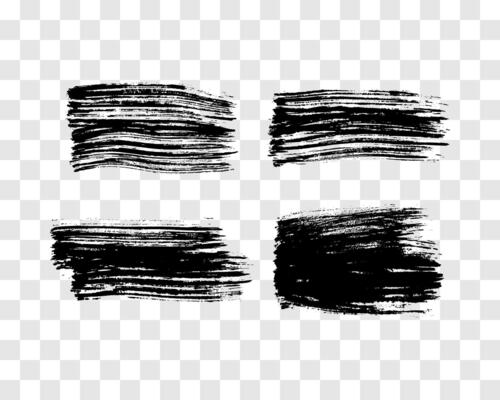 Set of black hand drawn brush strokes