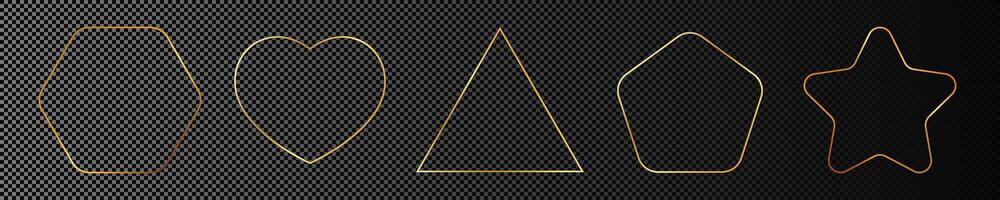 Gold glowing different geometric shape frame vector