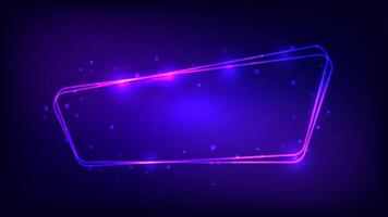 Neon rounded frame with shining effects vector