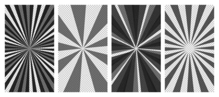 Set of comic book pages with black lines isolated on background. Template with flash explosion rays effect texture. illustration vector
