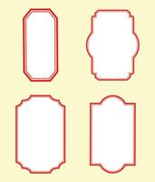 Set of Different Red Frame ribbon banners. Chinese Frame Stock non-glossy banners in red isolated on white illustration. vector