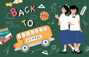 back to school background with stationery for horizontal design vector
