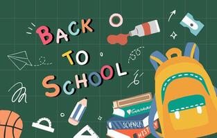 back to school background with stationery for horizontal design vector