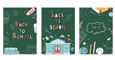 back to school background with stationery for a4 vertical design vector