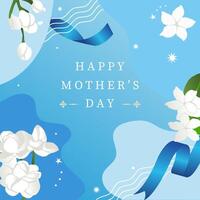 mother's day blue invitation with jasmine for square design vector