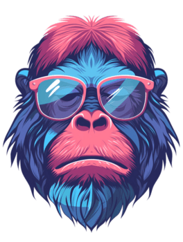 adorável orangotango vestindo oculos de sol com transparente fundo png