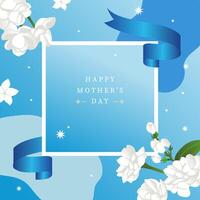 mother's day blue invitation with jasmine for square design vector
