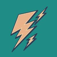 Thunder set retro on green and red backgorund vector